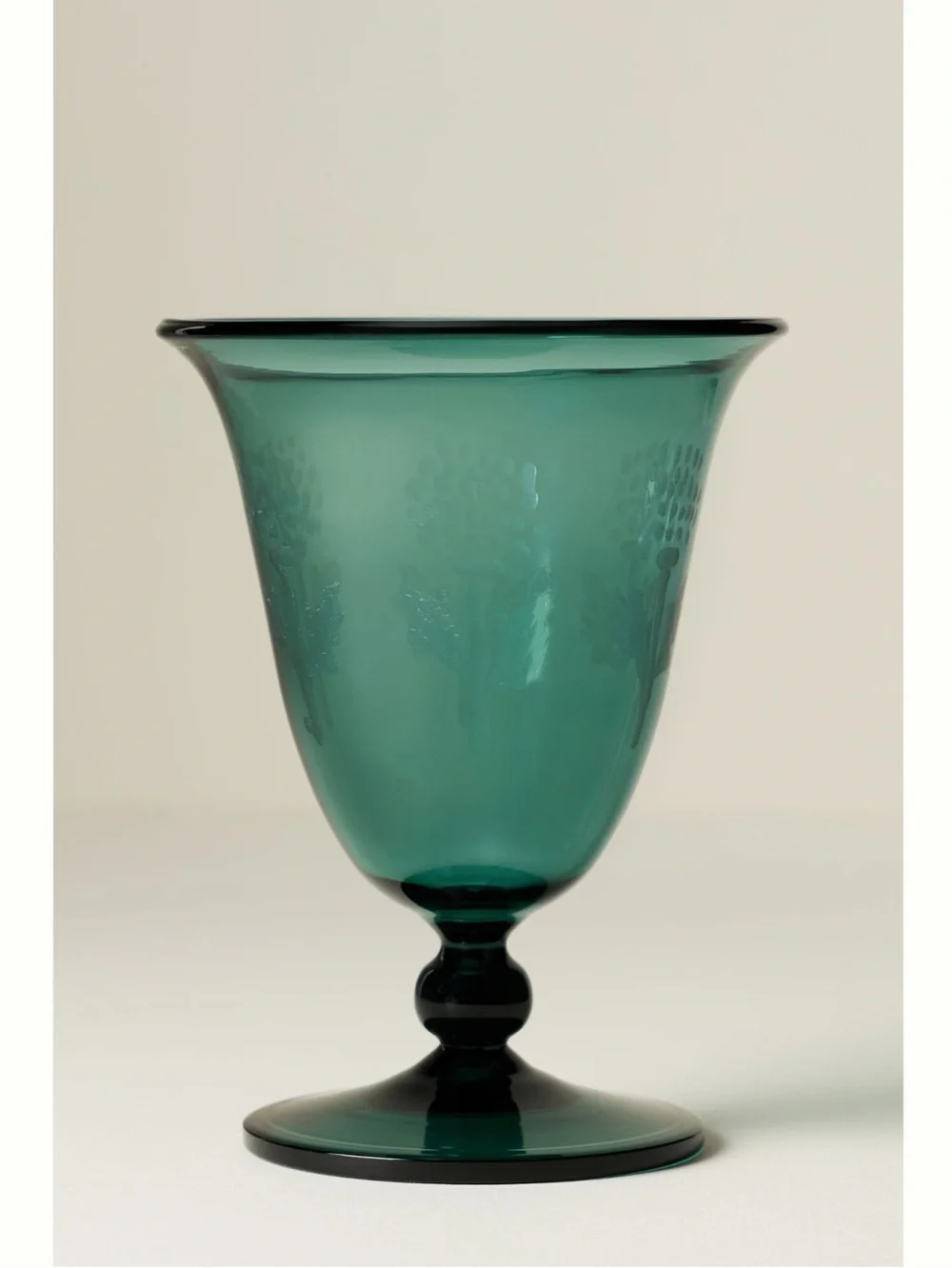 Anthropologie Green Goblet Glass Alejandra New Set of 2 Borosilicate